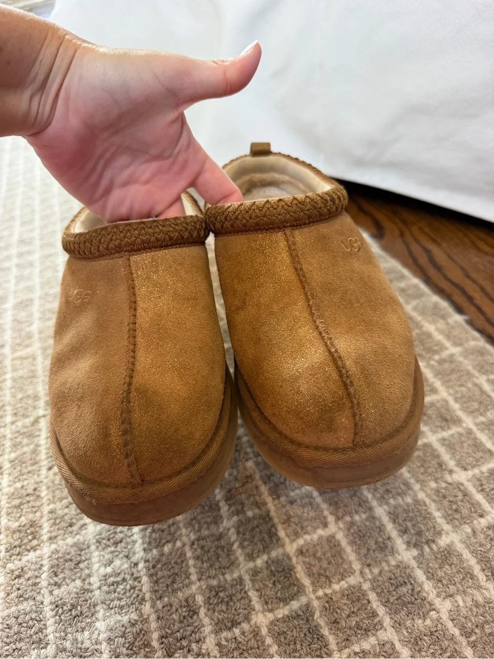 UGG Kids Chestnut Brown Suede Slip-On Clogs